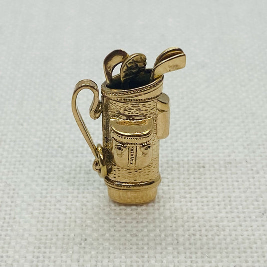 Golf Clubs Vintage Gold Charm Pendant