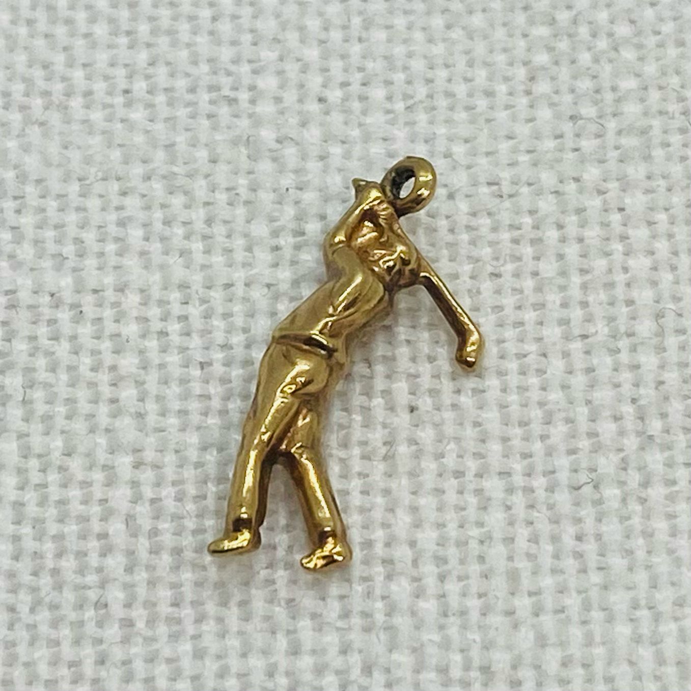 Golfer Playing Golf Vintage Gold Charm