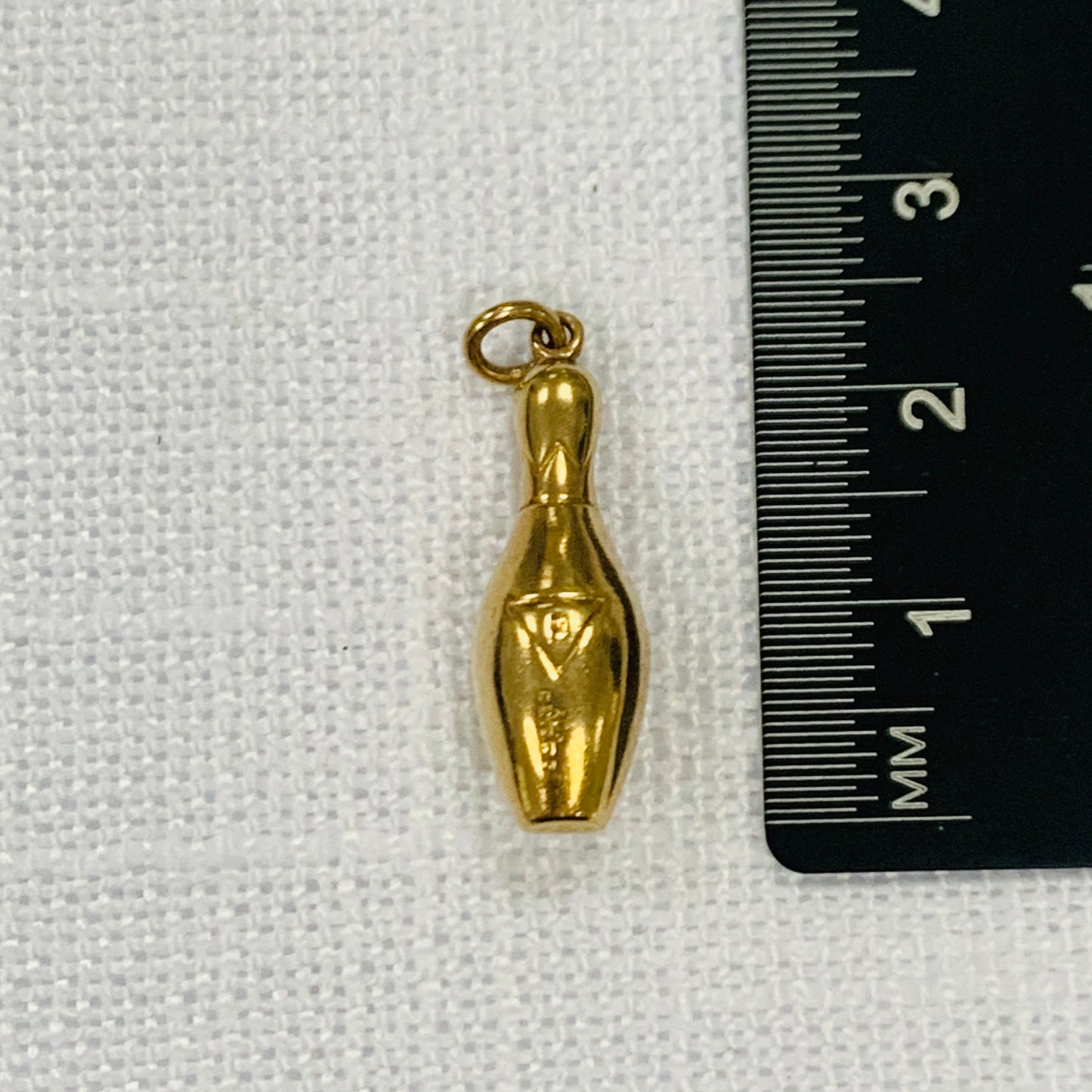 Ten Pin Bowling Gold Skittle Charm Pendant