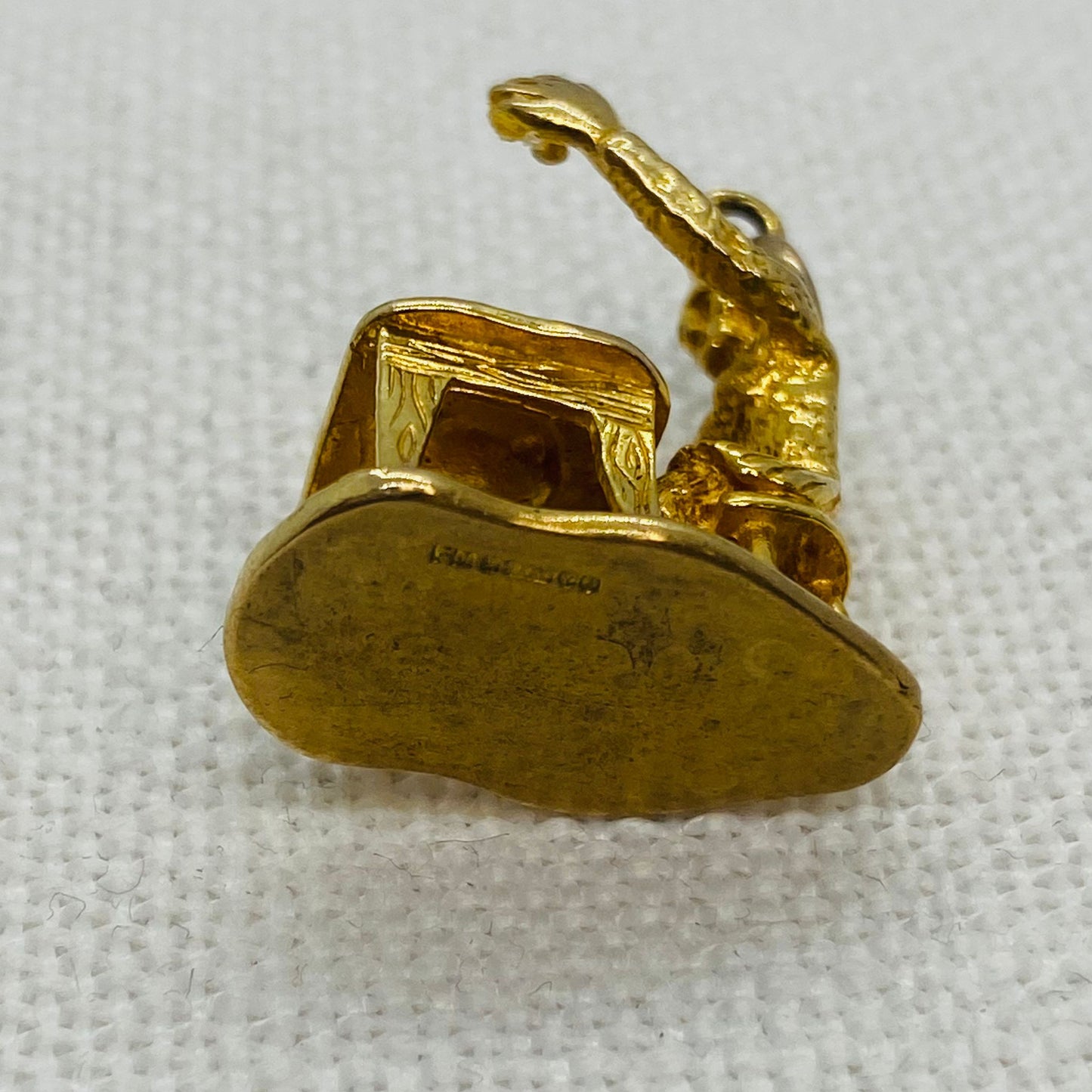 Person Sitting at Desk Vintage Gold Charm Pendant