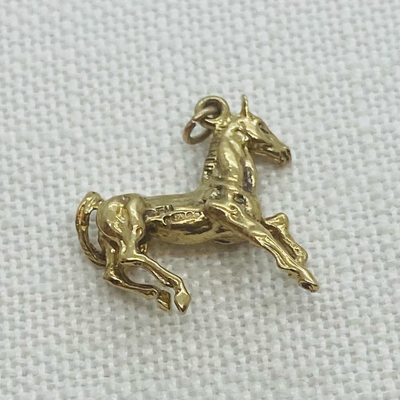 Prancing Horse Vintage Gold Charm Pendant