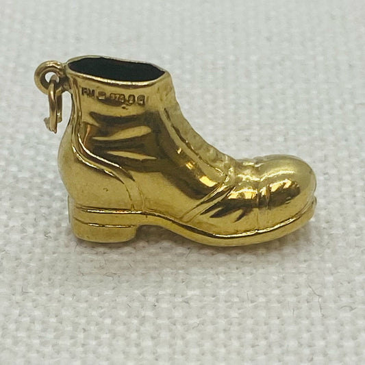 Old Boot Heeled Vintage Gold Charm Pendant