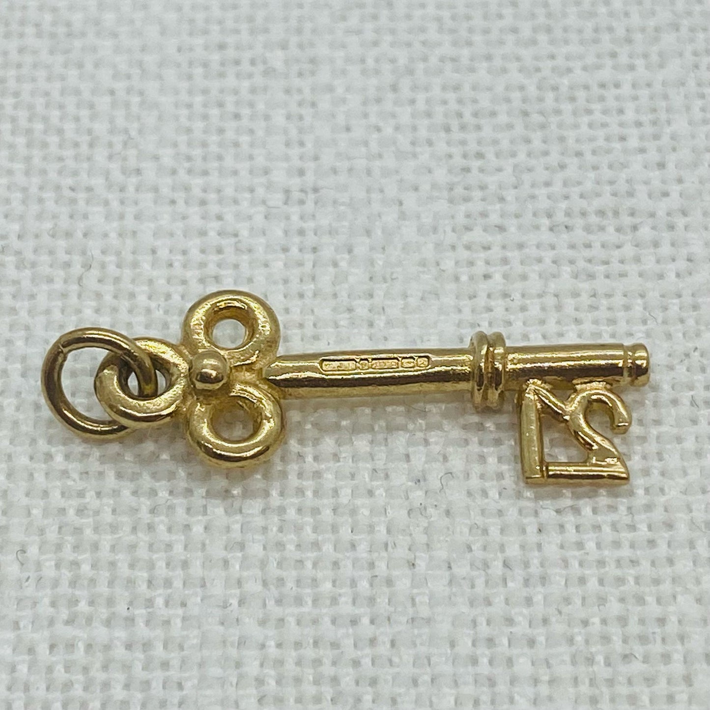 Happy Birthday 21 Gold Key Charm Pendant Ornate