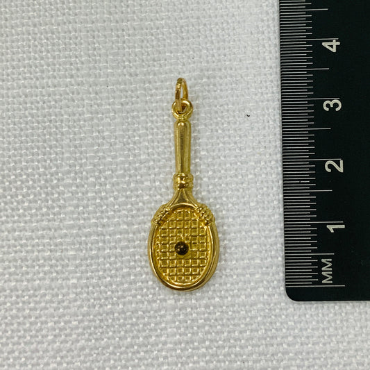 Tennis Racket Gold Charm Pendant