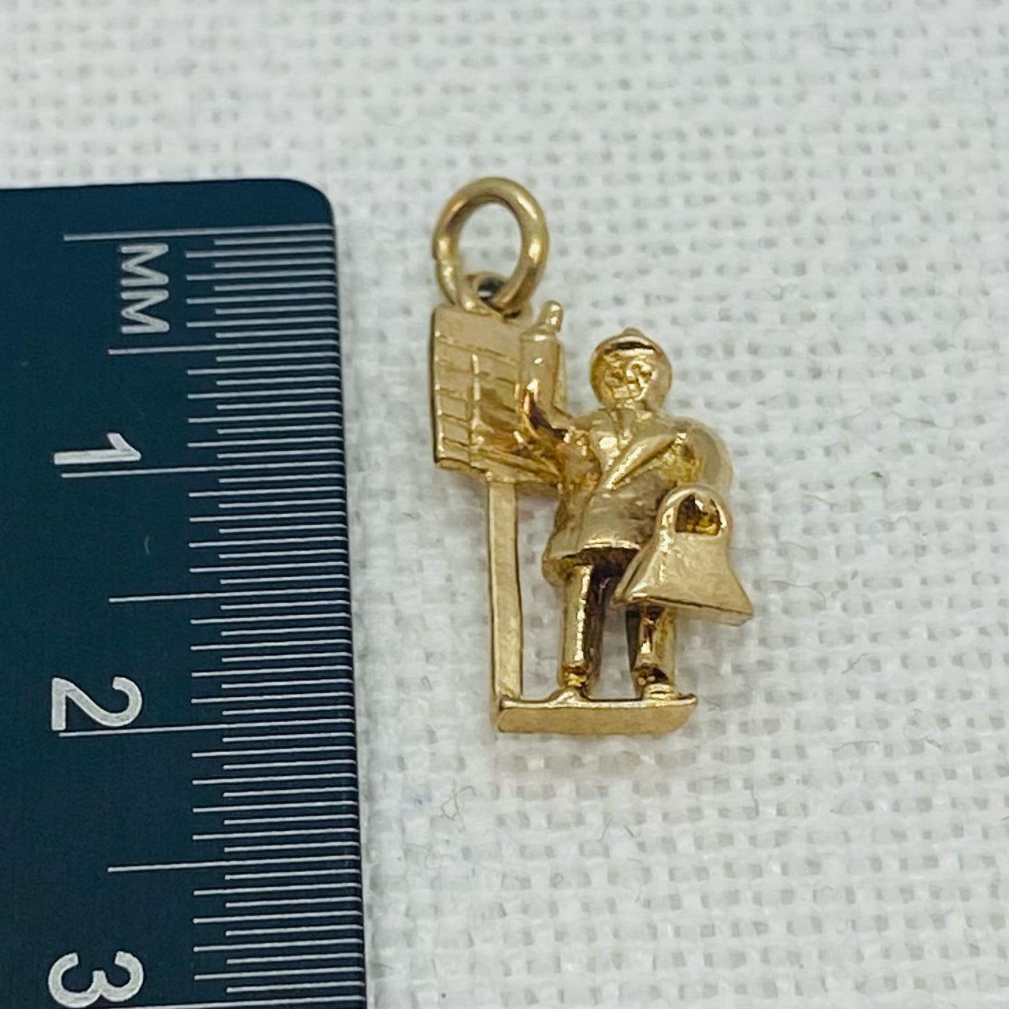 Man Hailing Bus or Taxi Vintage Gold Charm Pendant