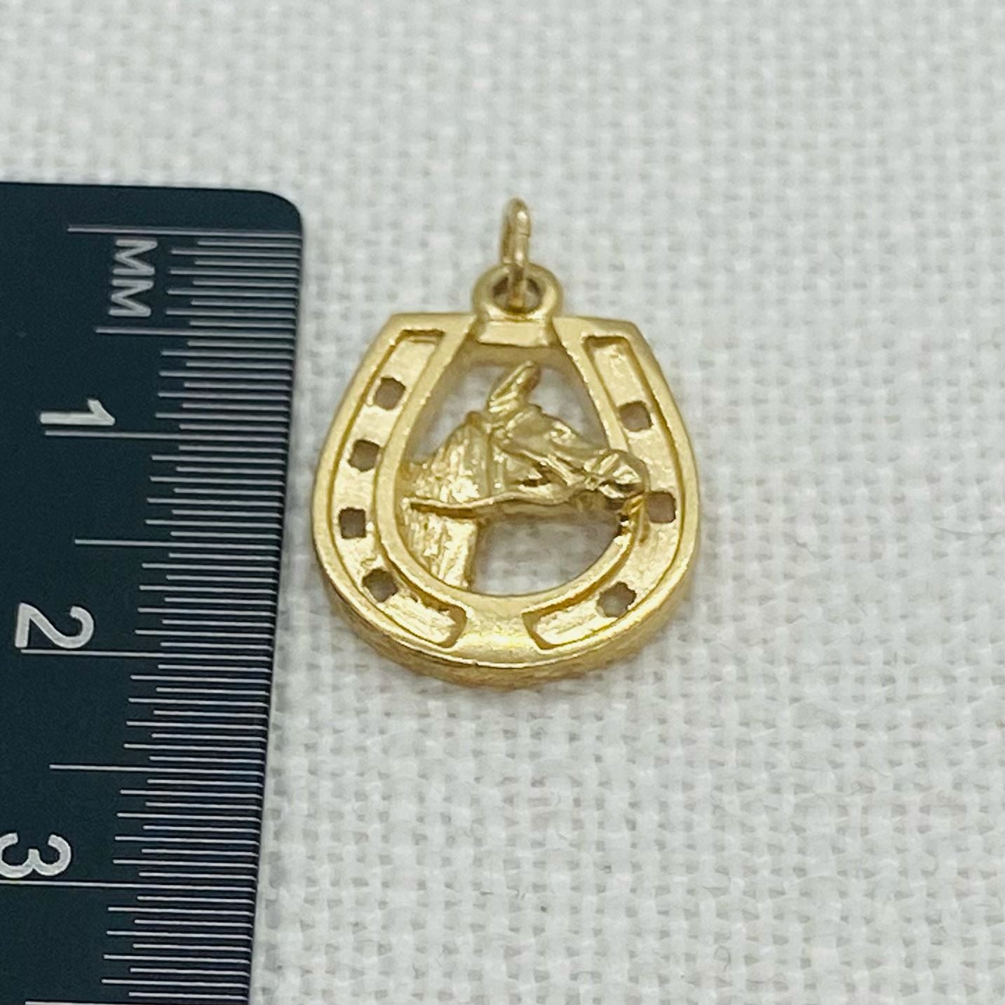 Horseshoe with Horse Vintage Gold Charm Pendant