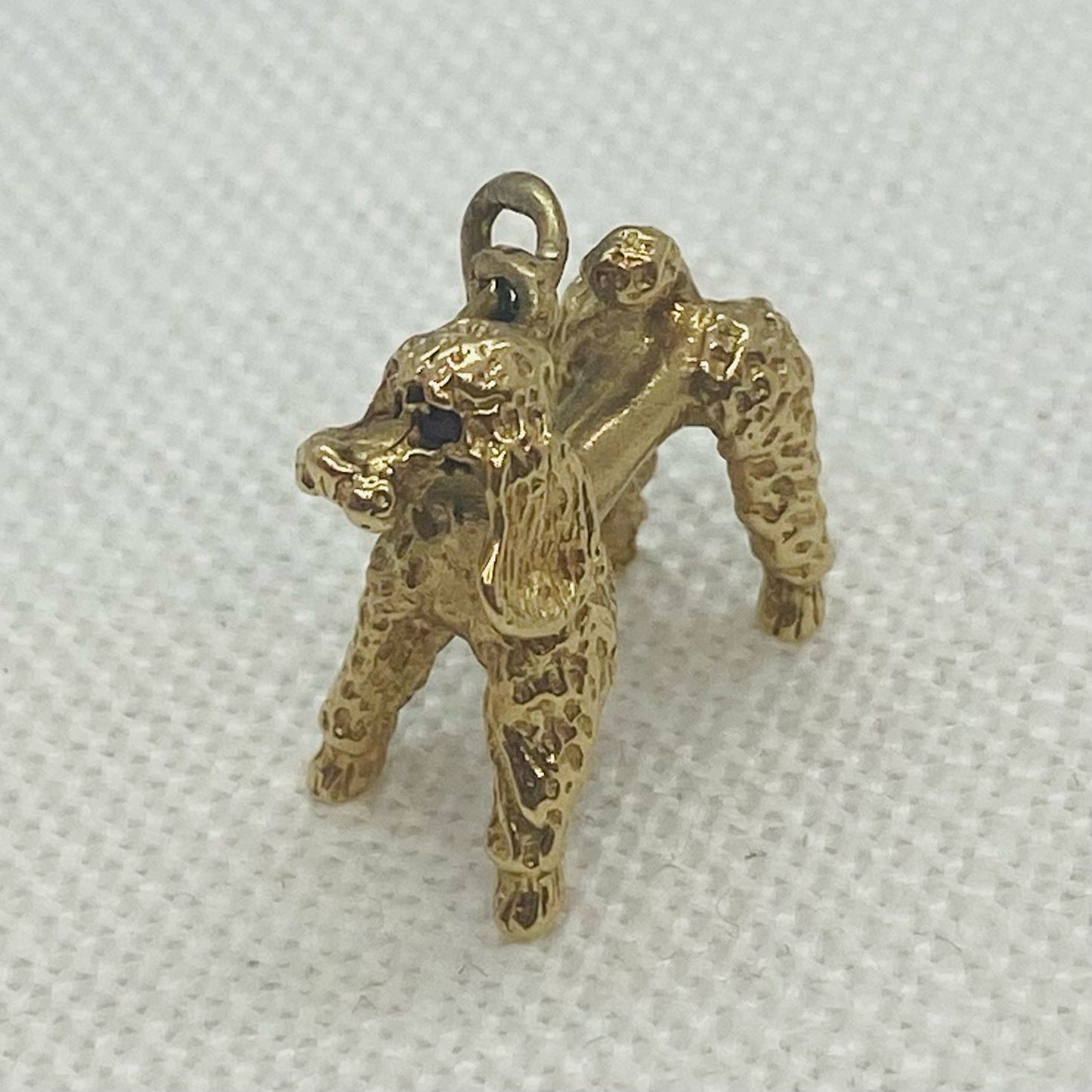 French Poodle Vintage Gold Dog Charm Pendant