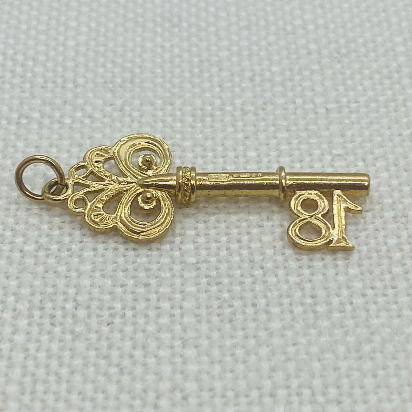 Happy Birthday 18th Pierced Ornate Key Charm Pendant