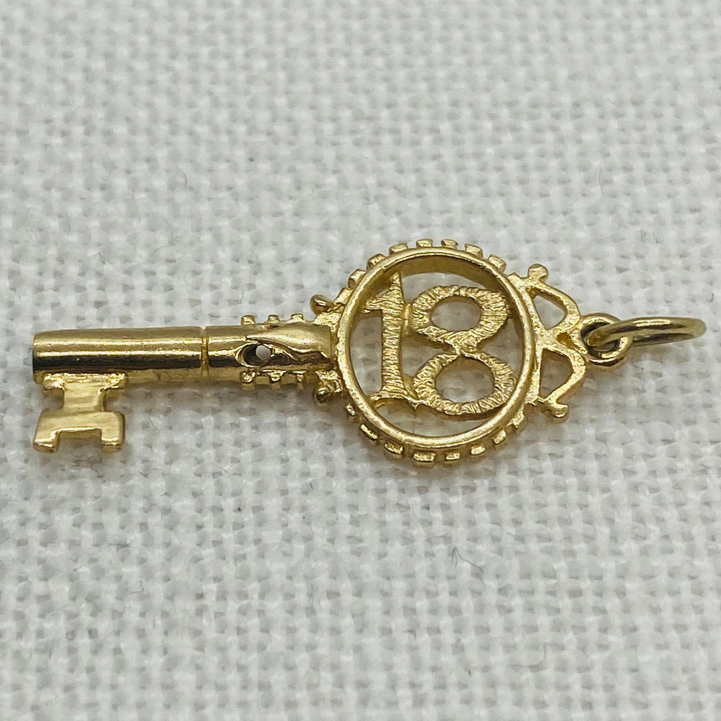 Happy Birthday 18 Gold Key Charm Pendant