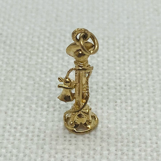 Vintage Telephone Gold Charm Pendant