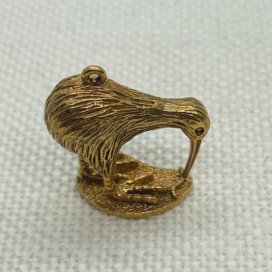 The Traditional Bird of New Zealand the Kiwi Vintage Gold Charm