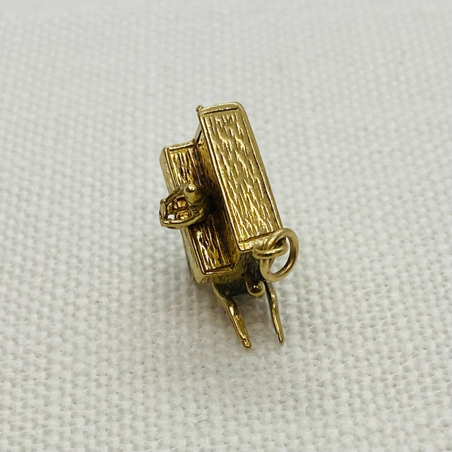 Piano In Wheelbarrow Vintage Gold Charm