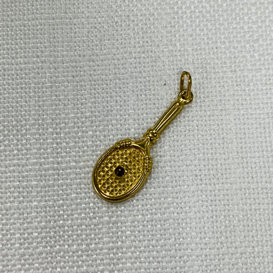 Tennis Racket Gold Charm Pendant